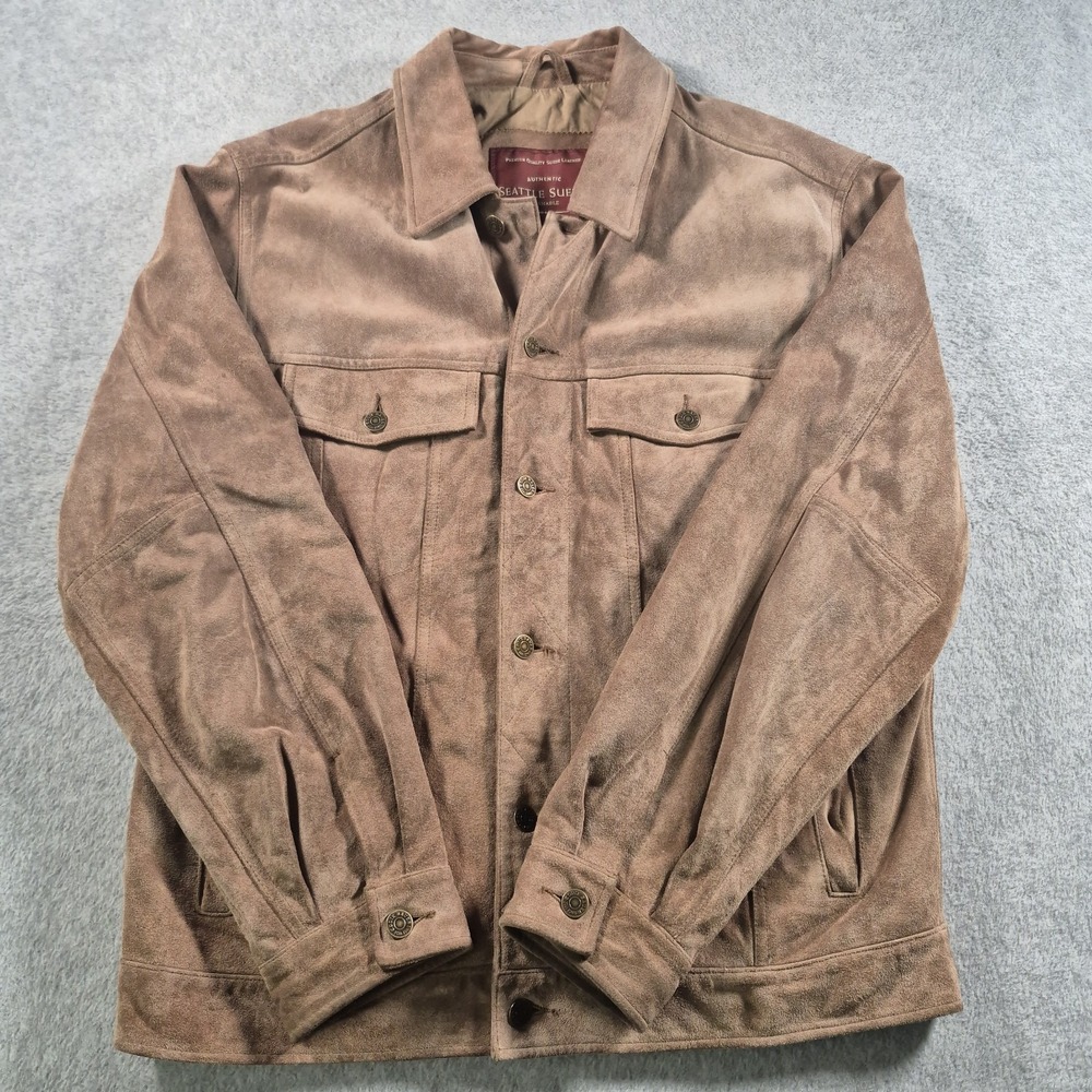 Eddie Bauer Seattle Suede Vintage Shirt Jacket Brown Leather Jacket Medium